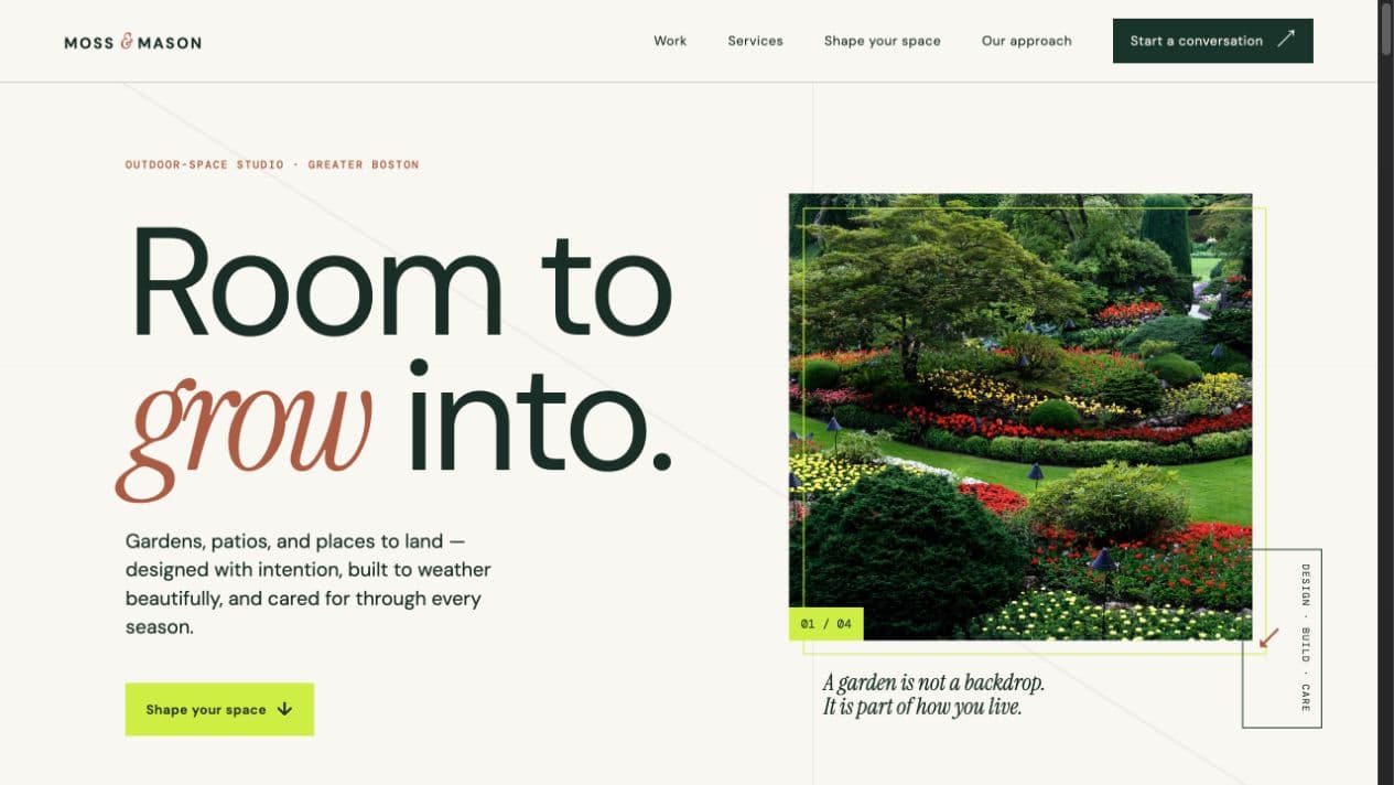 Moss & Mason landscape studio generated with Build