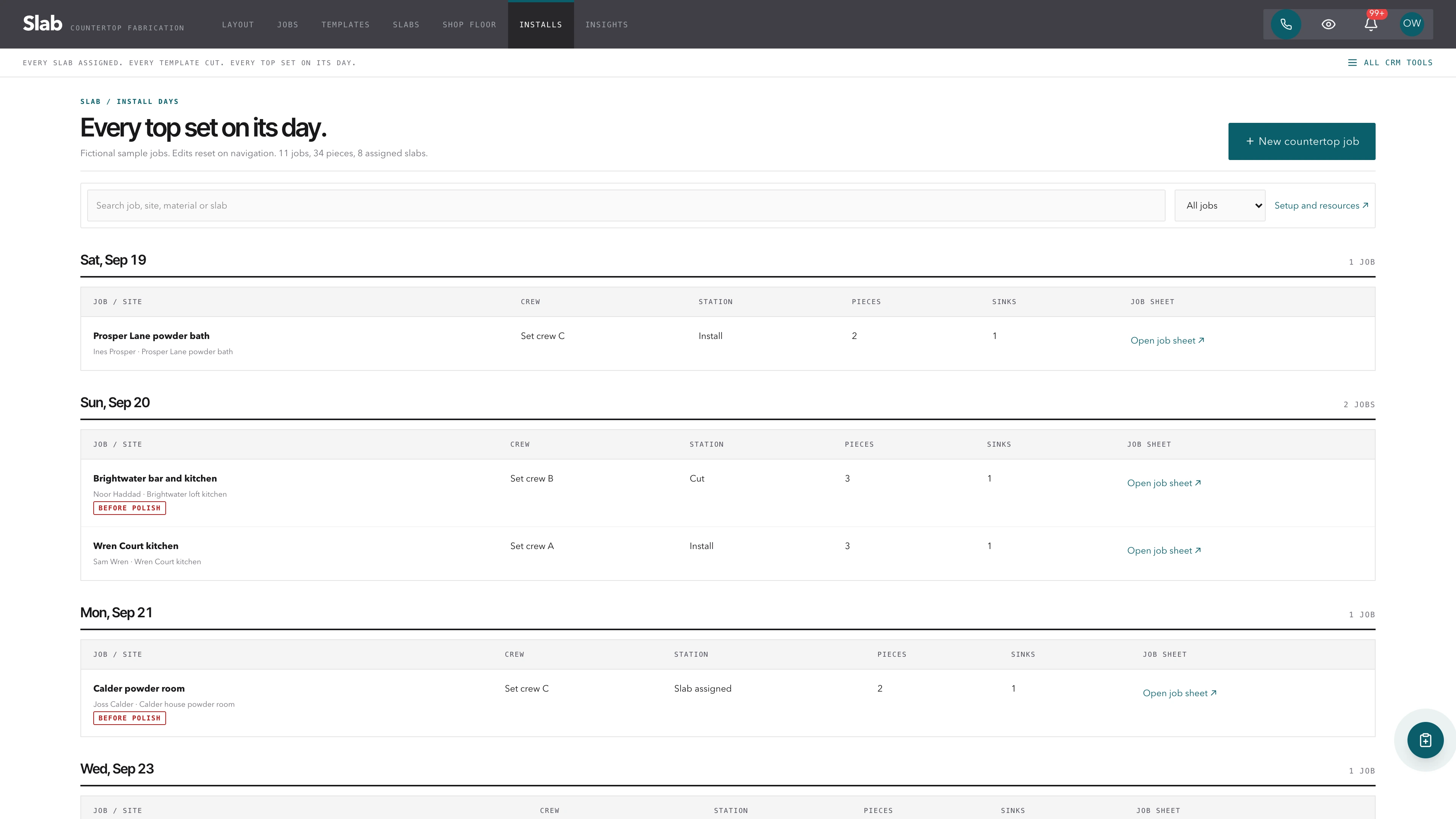 Installs in the GoSeedly Countertop Fabricator Kit with fictional sample records