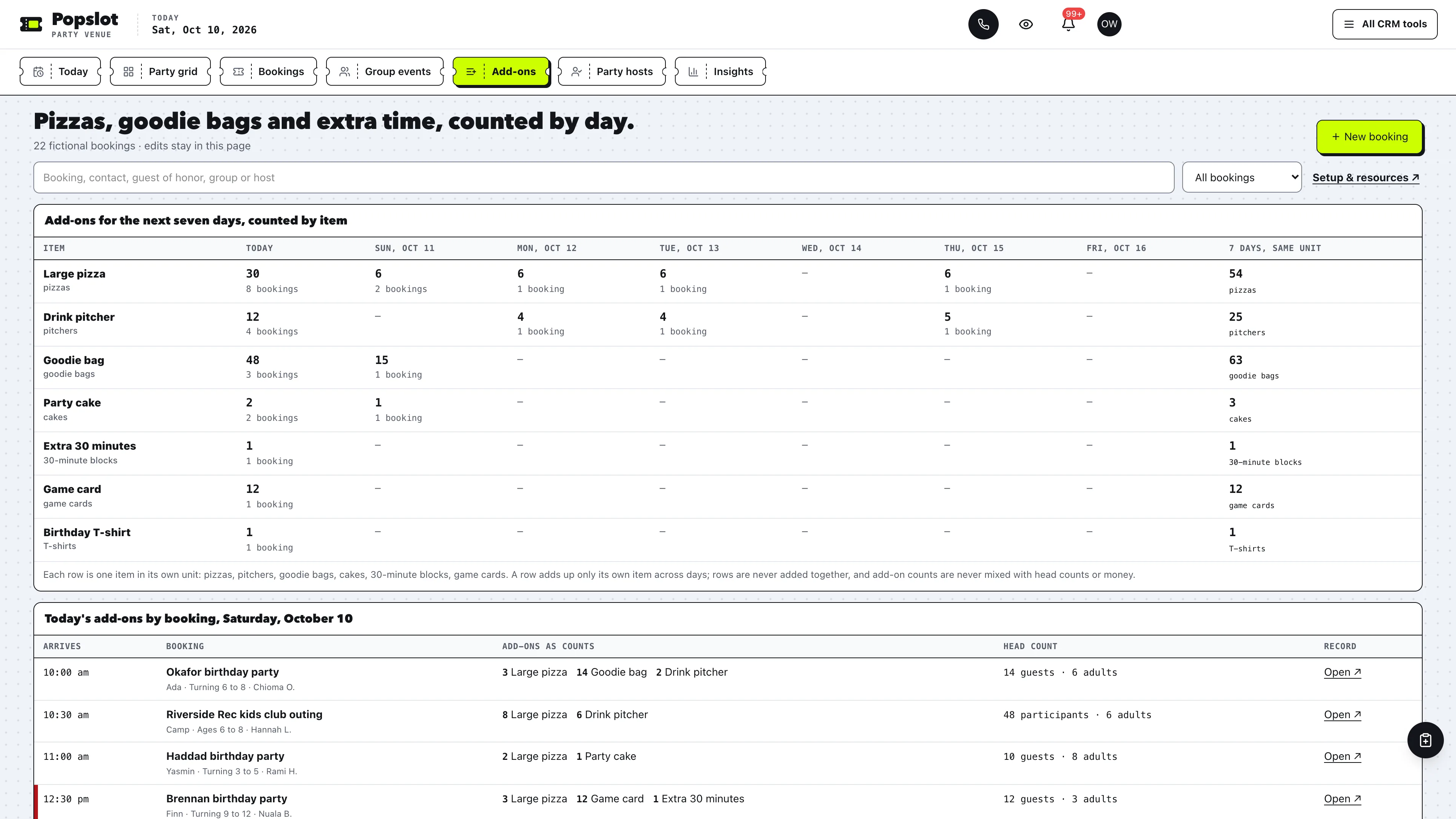 Add-ons in the GoSeedly Family Entertainment Center Kit with fictional sample records