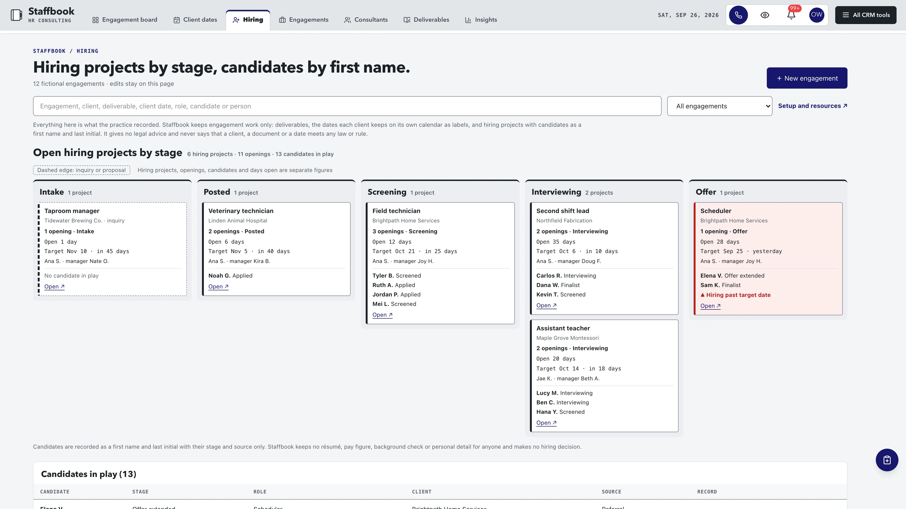 Hiring in the GoSeedly HR Consulting Kit with fictional sample records