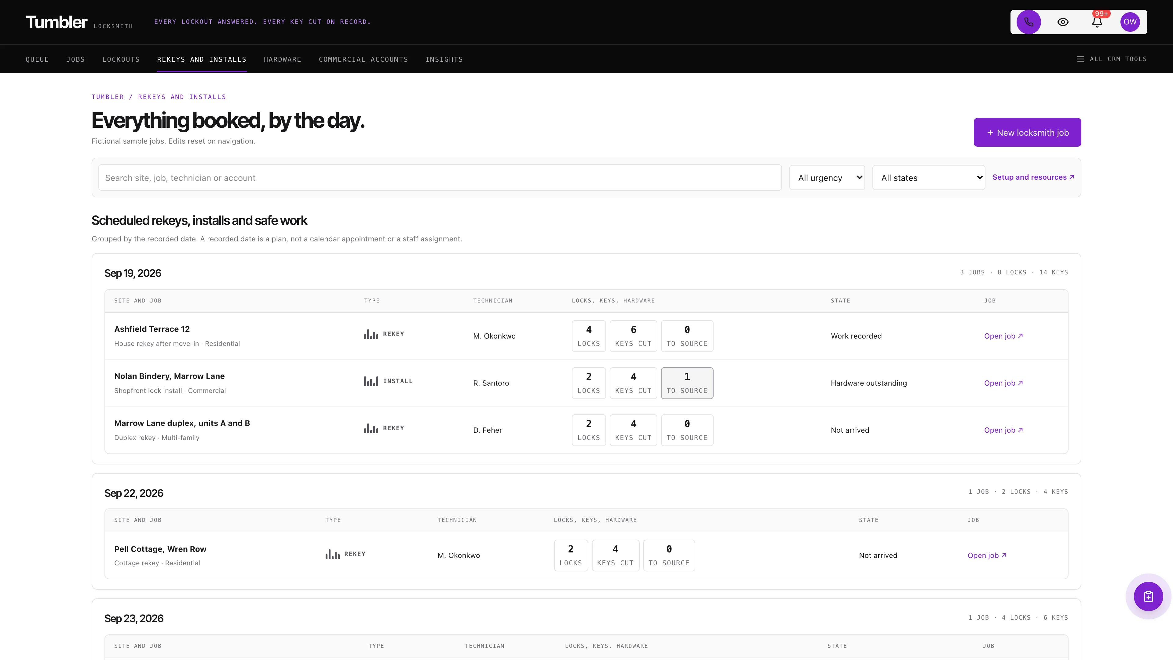 Rekeys and installs in the GoSeedly Locksmith Kit with fictional sample records
