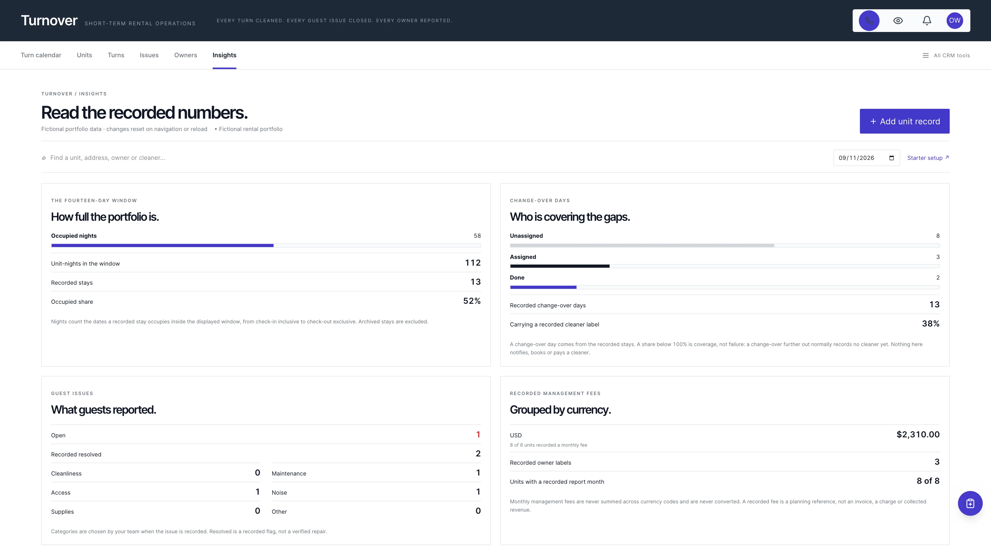 Insights in the GoSeedly Short-Term Rental Kit with fictional sample records