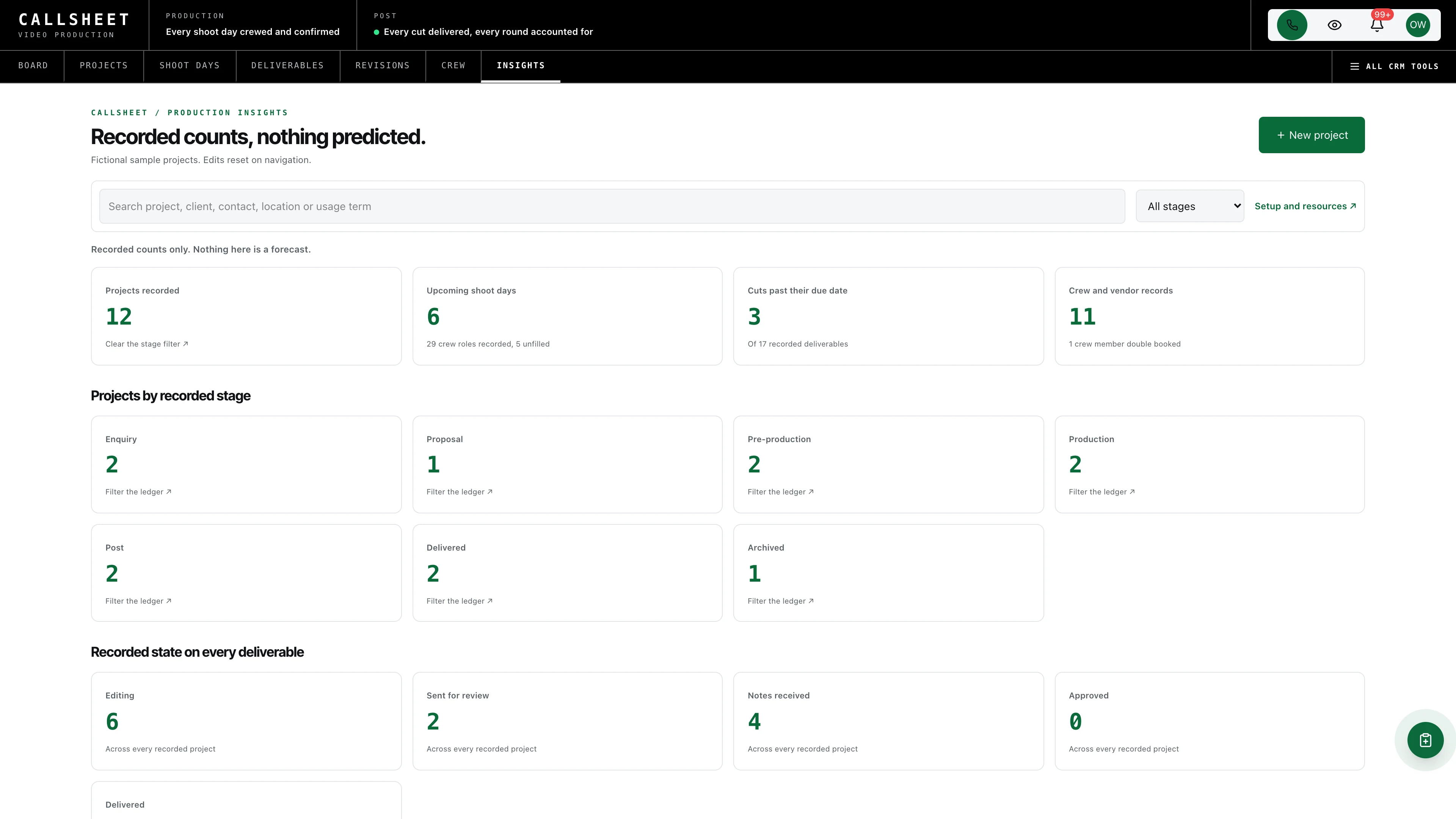 Insights in the GoSeedly Video Production Kit with fictional sample records