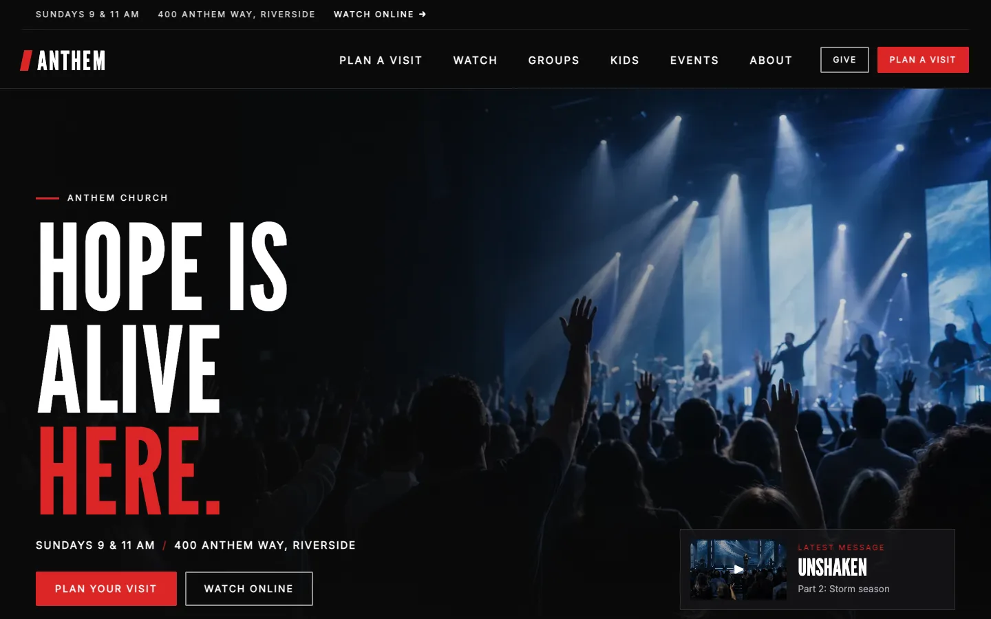 Anthem website template homepage