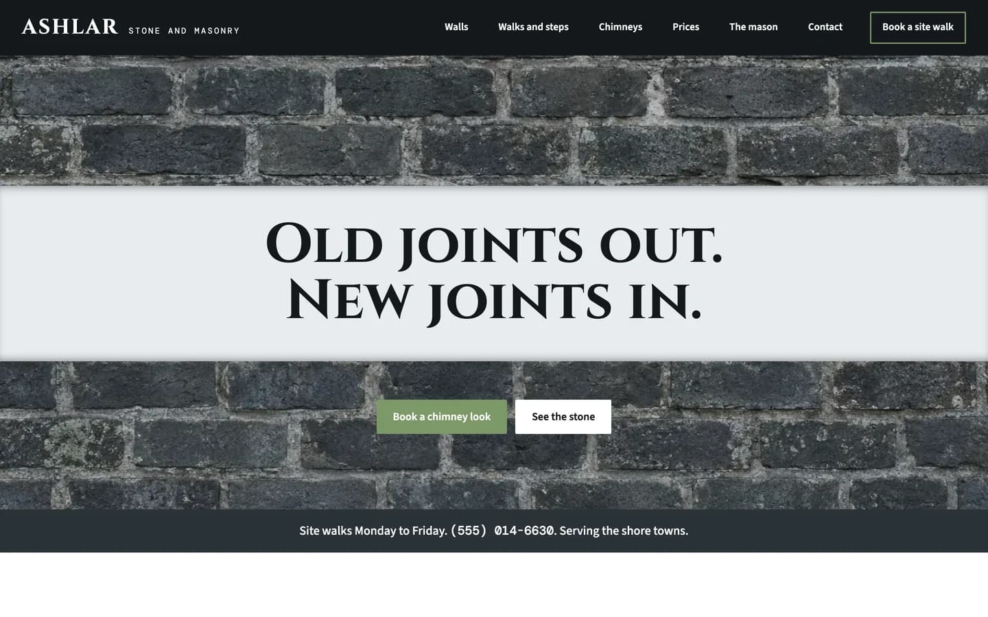 Ashlar: Home / old joints out, new joints in