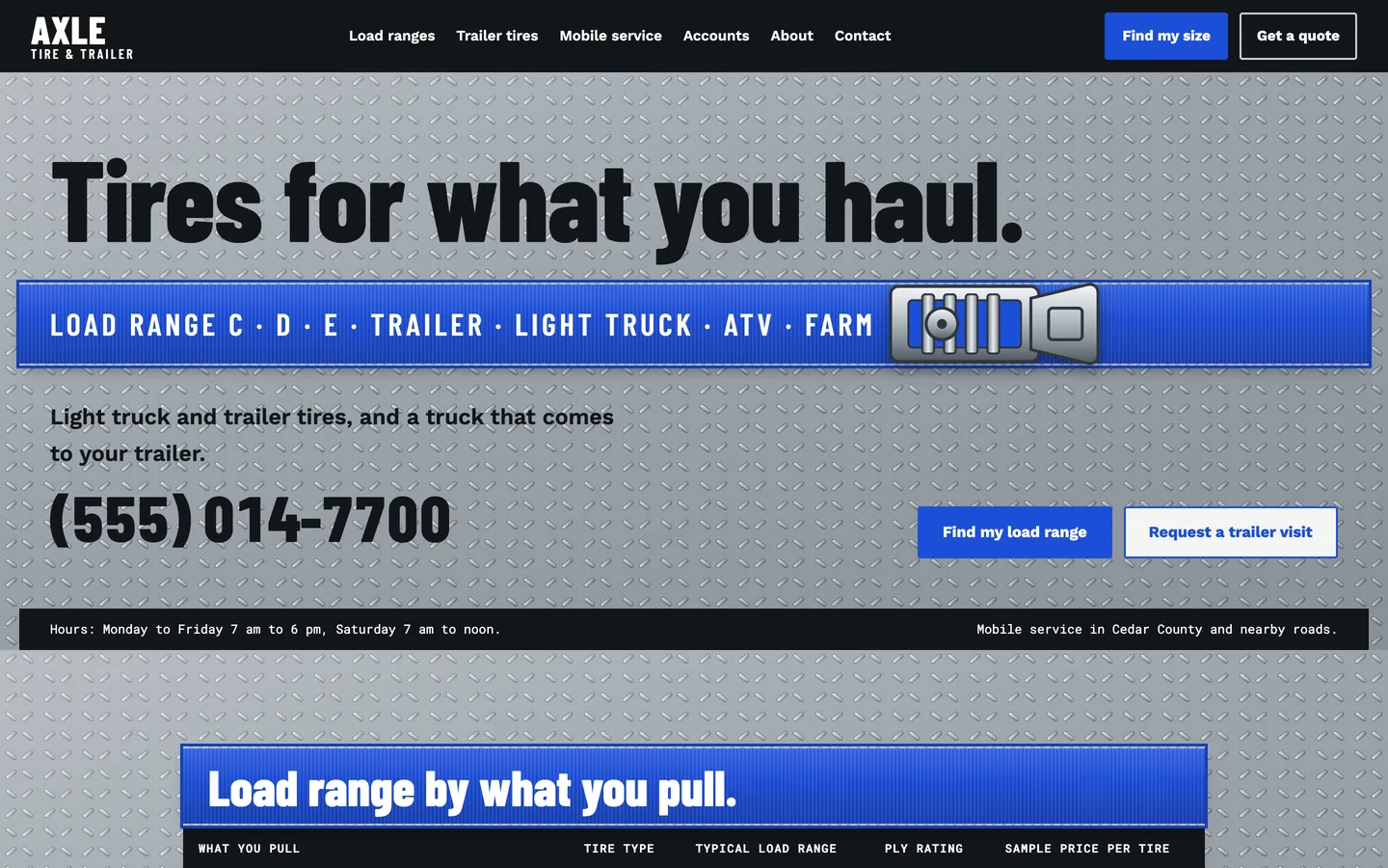 Axle website template homepage