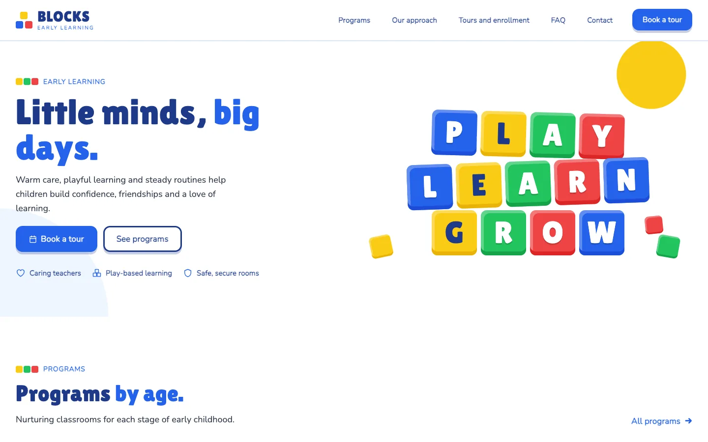 Blocks website template homepage
