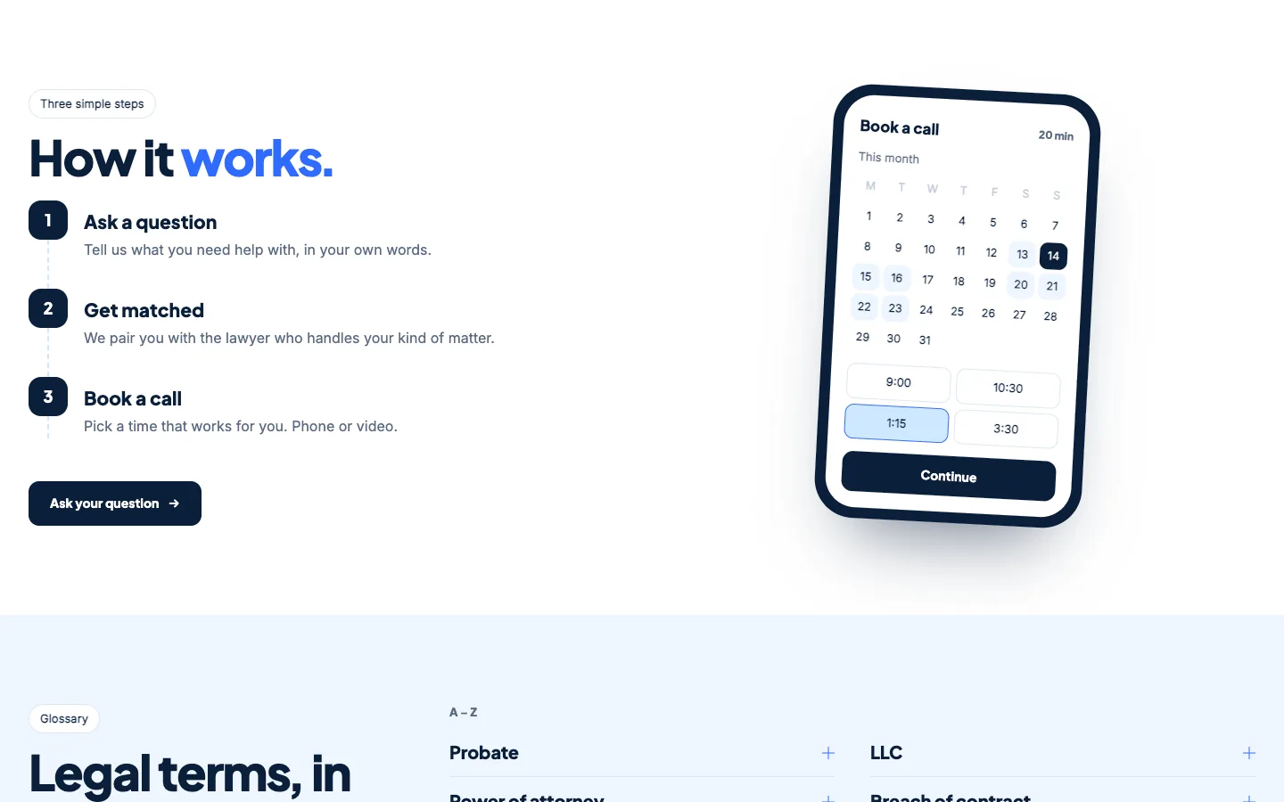 Brief: How it works / booking phone