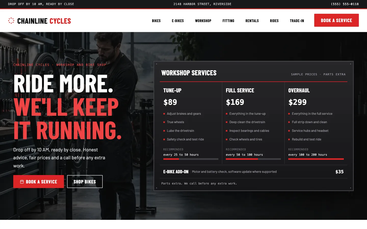 Chainline website template homepage