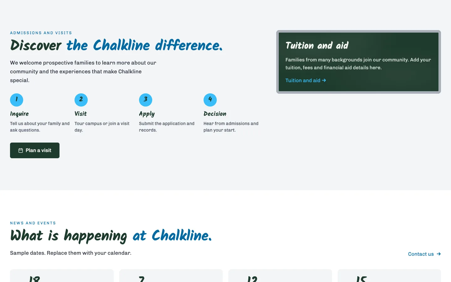 Chalkline: Admissions and visits