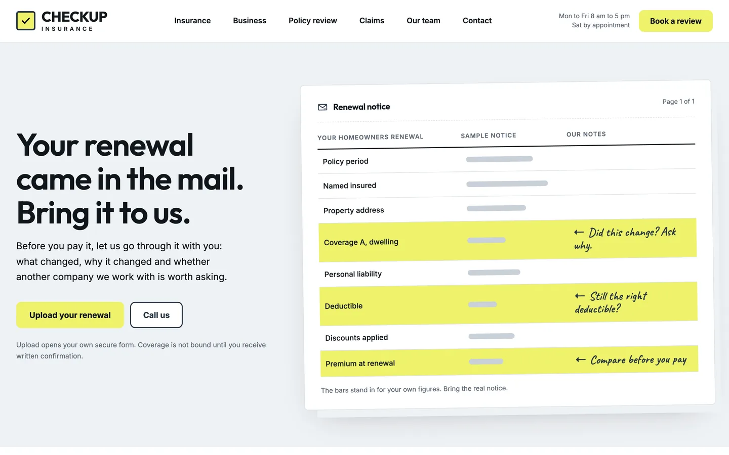 Checkup: Home / bring us your renewal