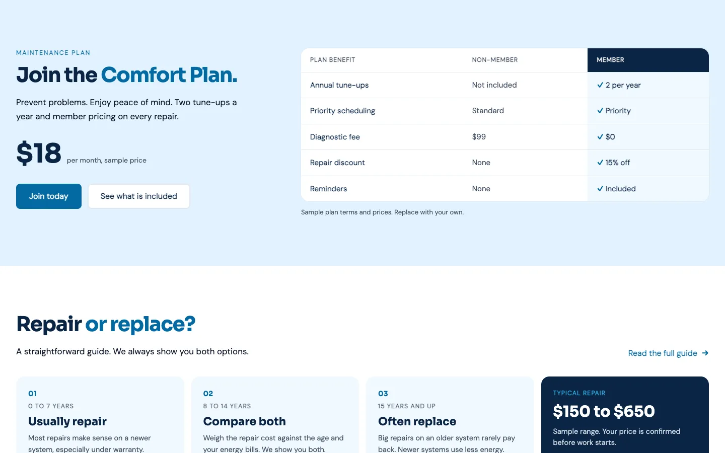 Clearair: Member versus non-member plan