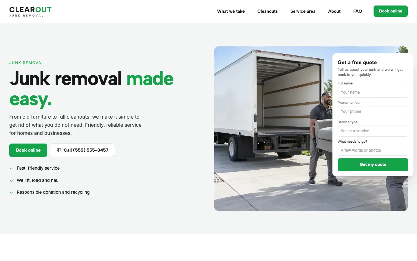 Clearout homepage running in Seedly Sites