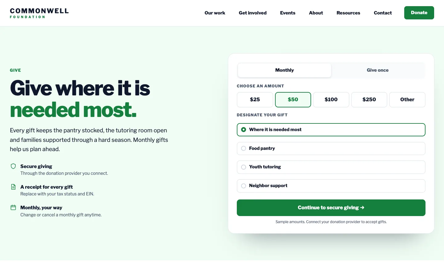 Commonwell: Home / give where it is needed most