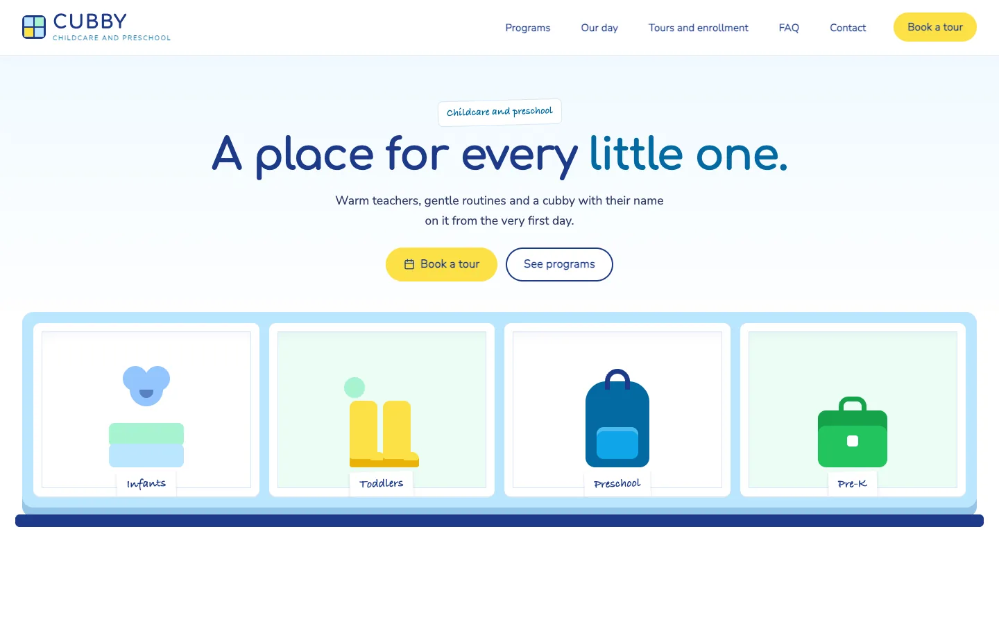 Cubby website template homepage