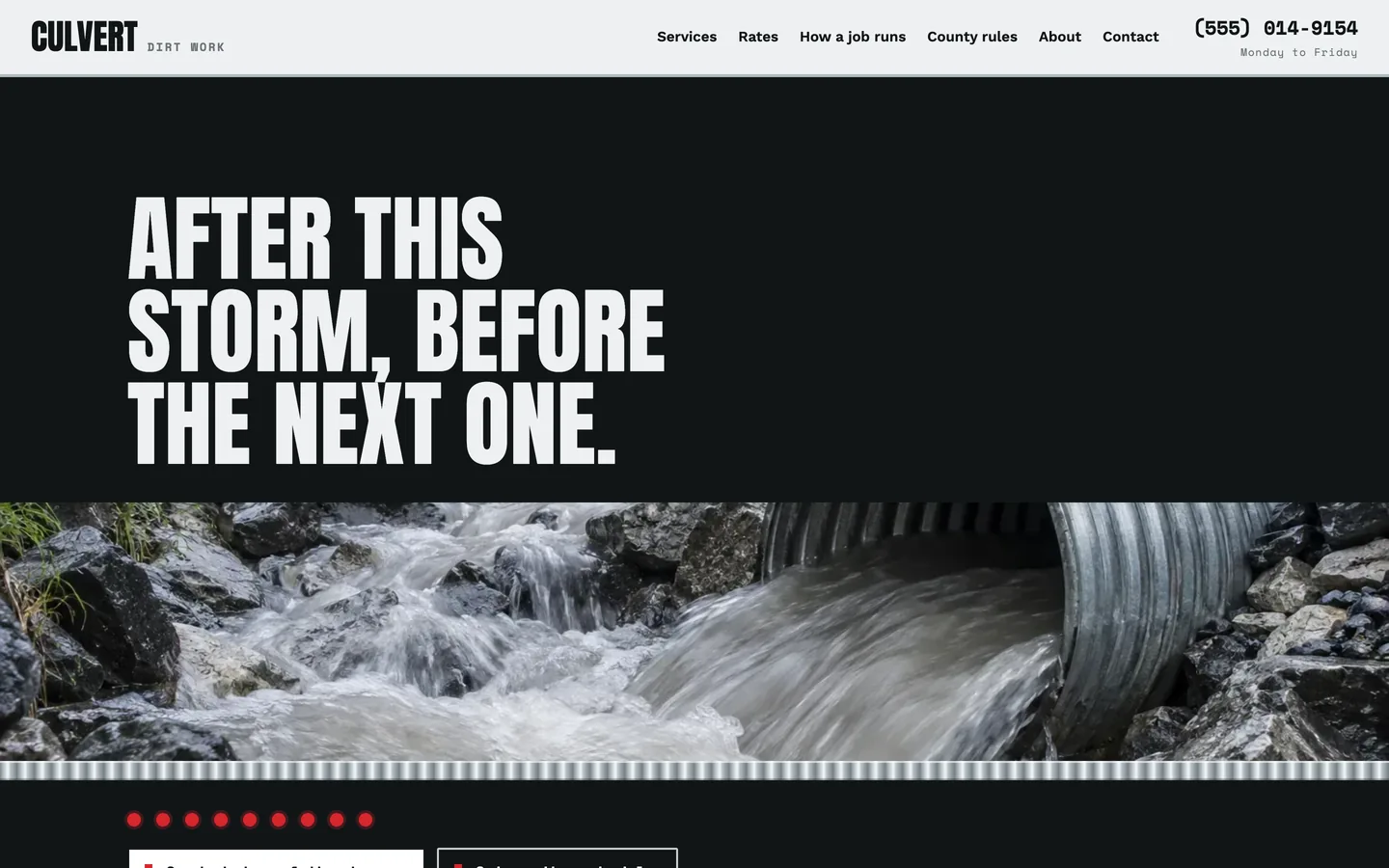 Culvert: Home / after this storm, before the next