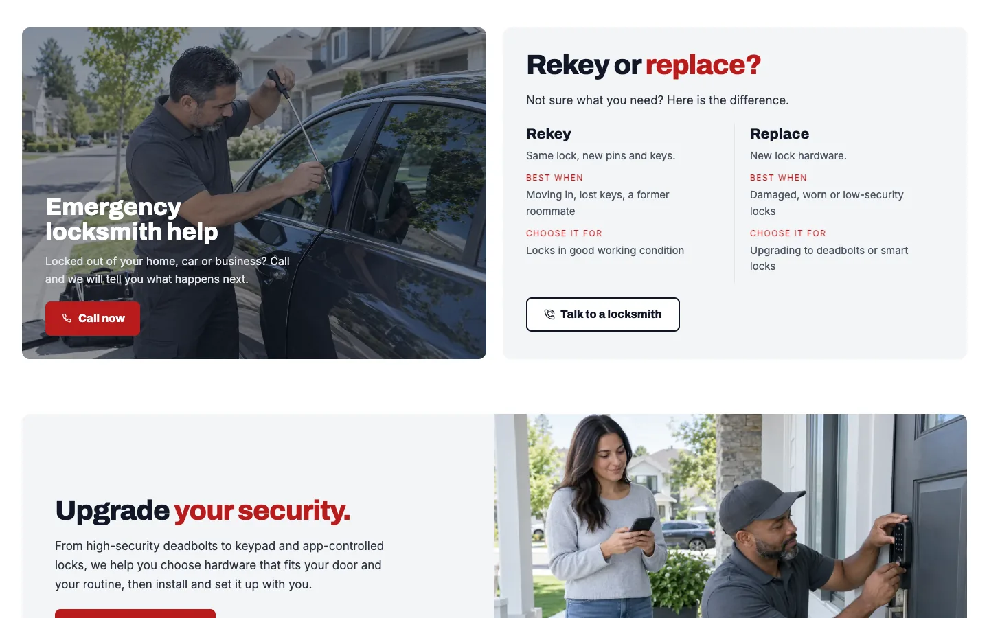 Doorside: Emergency help and rekey or replace