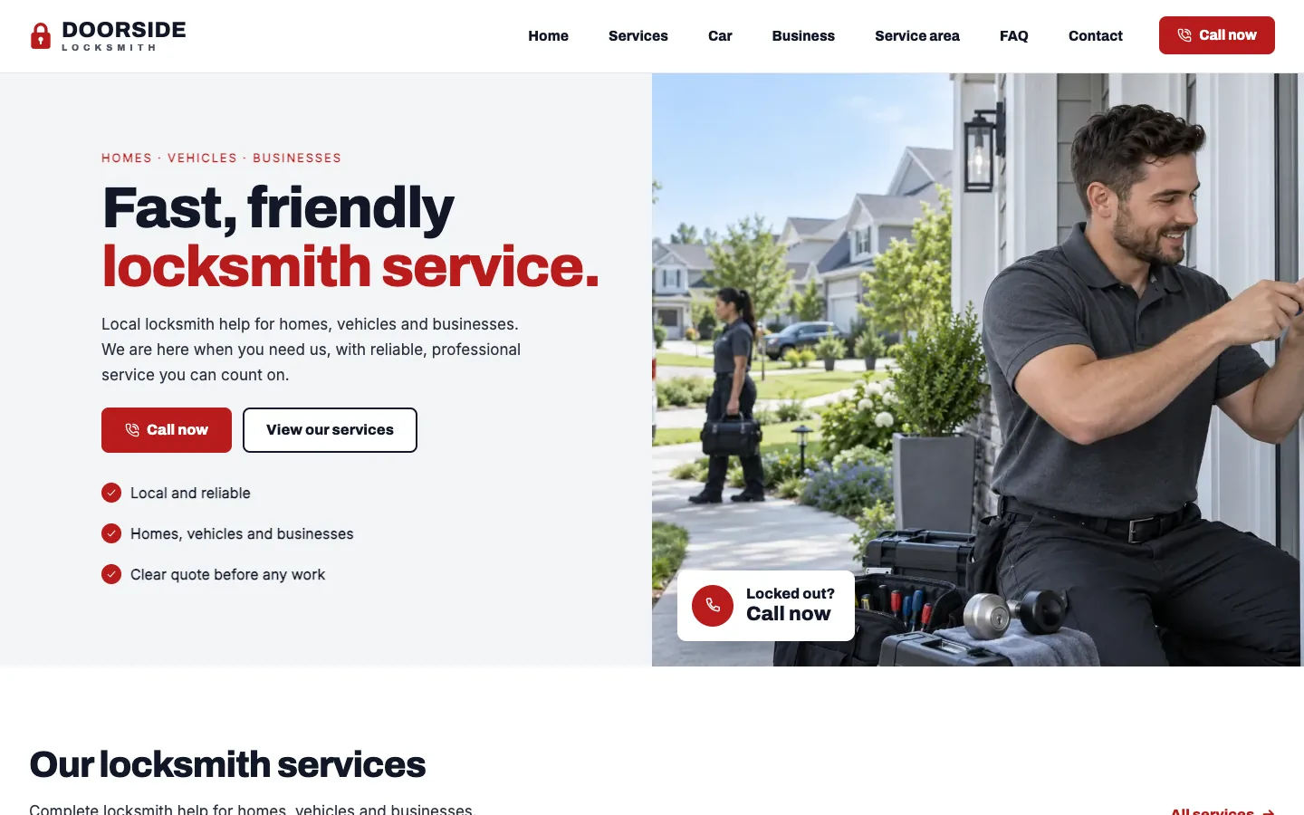 Doorside website template homepage