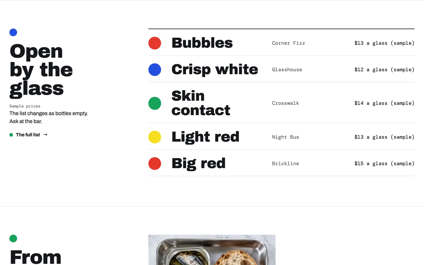 Dot: Open by the glass