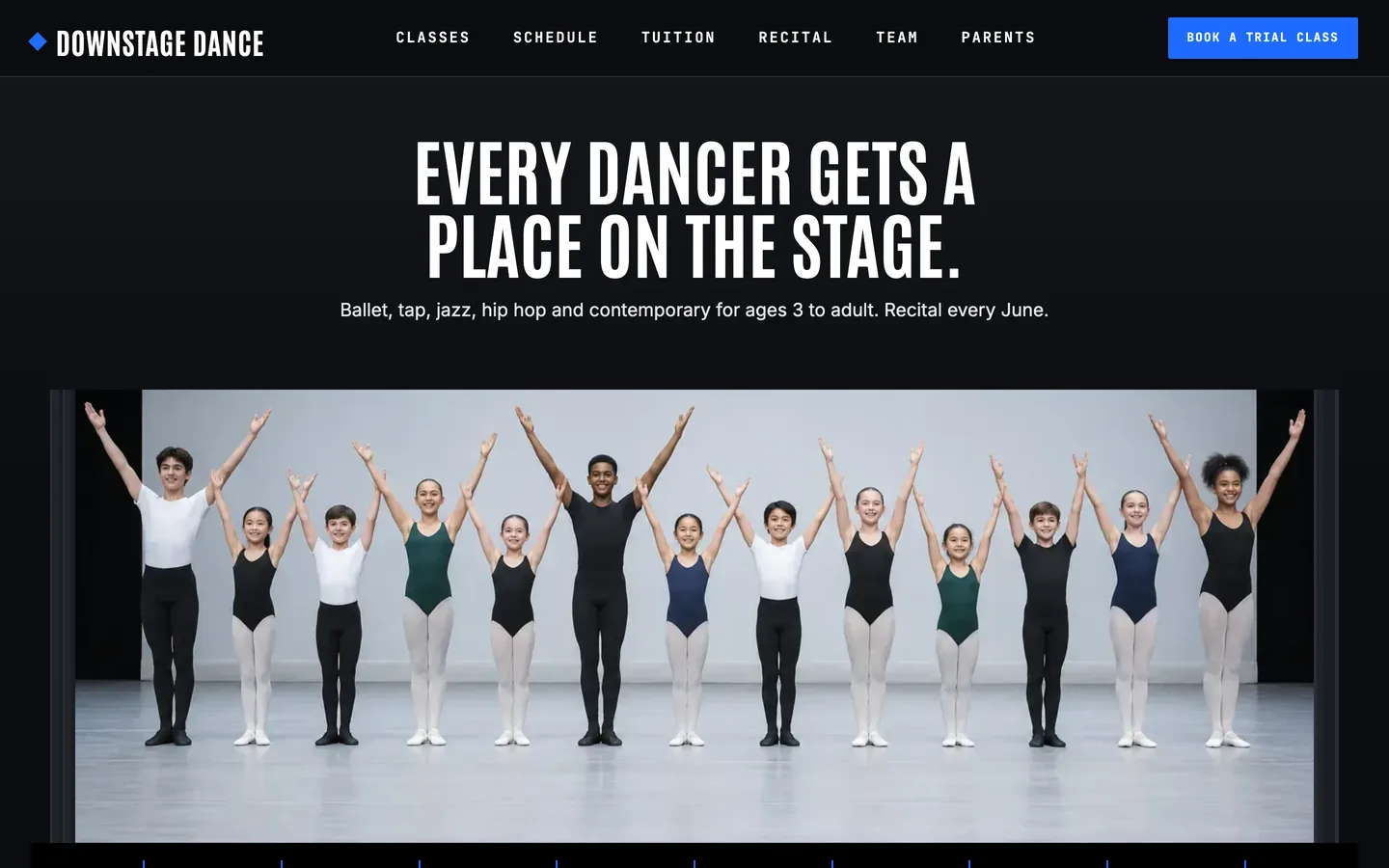 Downstage website template homepage