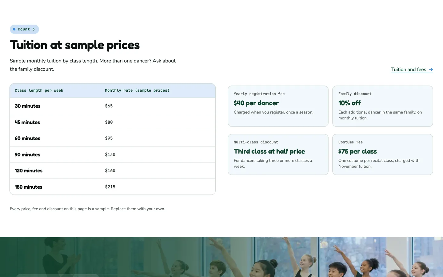 Eightcount: Tuition at sample prices