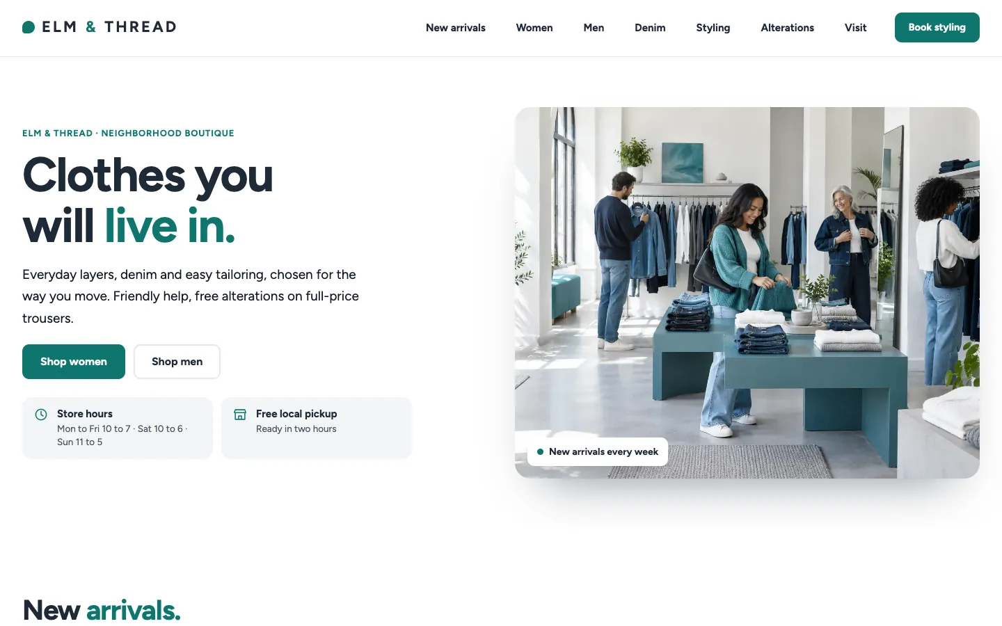 Elm website template homepage