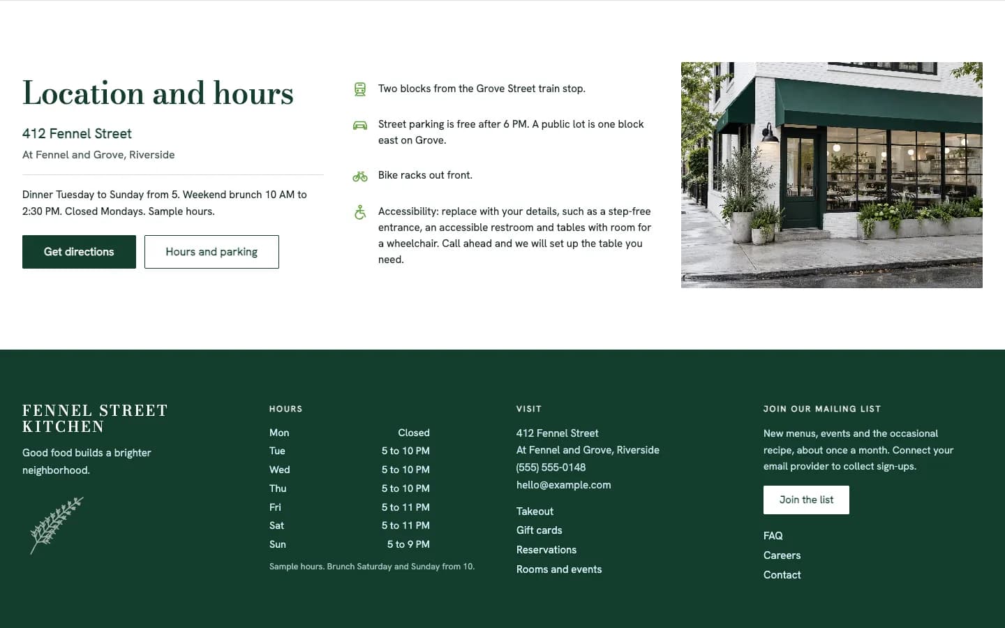 Fennel: Location and hours