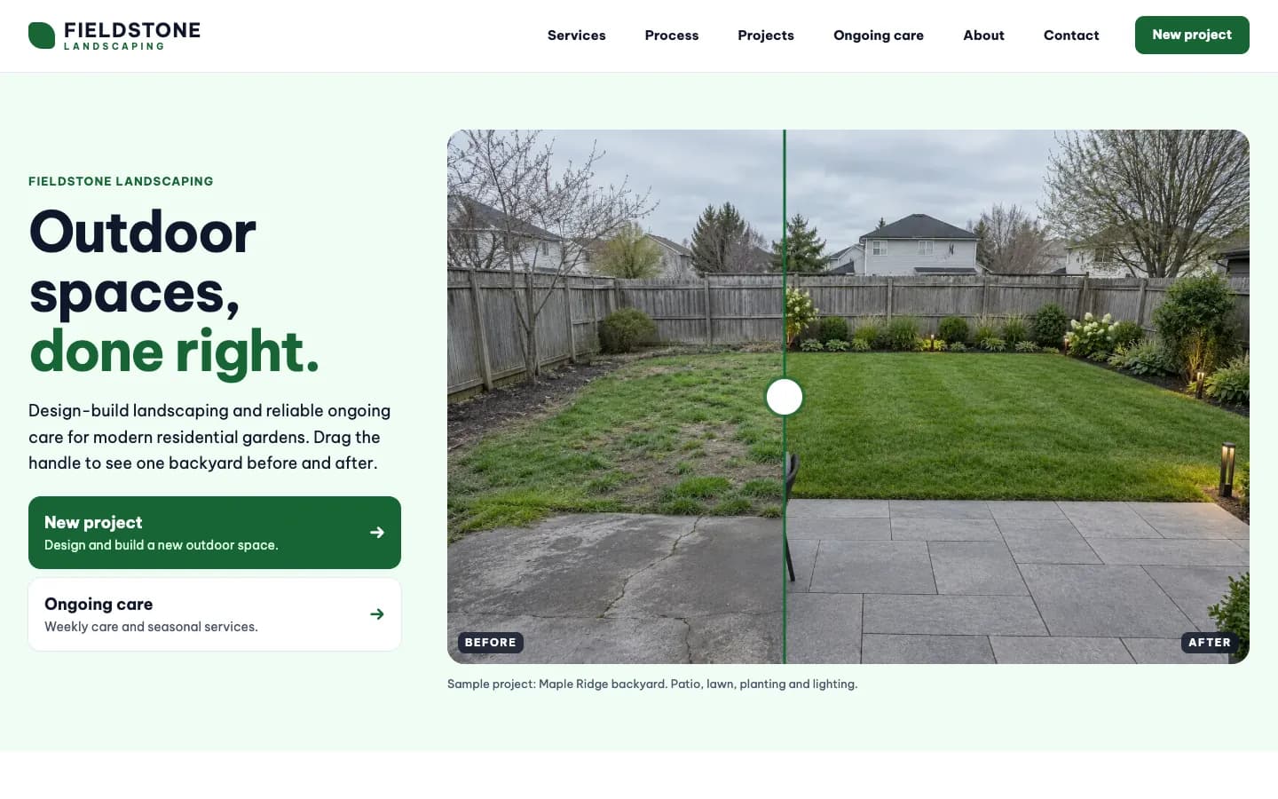 Fieldstone website template homepage