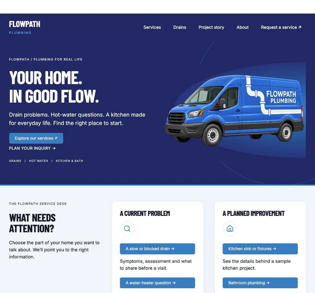 Flowpath homepage running in Seedly Sites