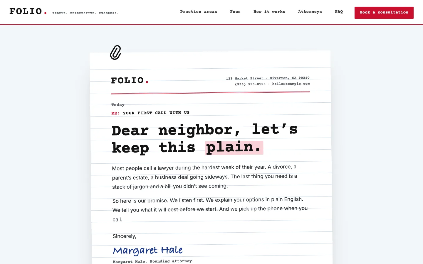 Folio: Home / letter on letterhead