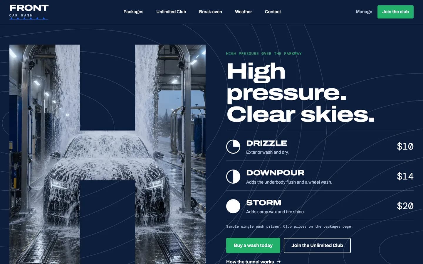 Front: Home / one wash, high pressure