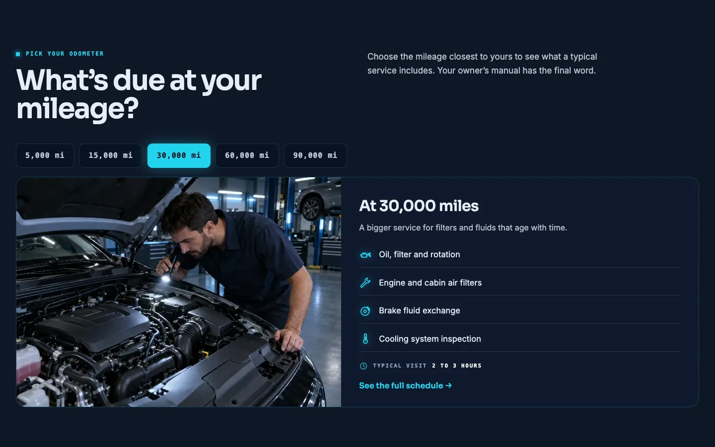 Gauge: What's due at your mileage? / switcher