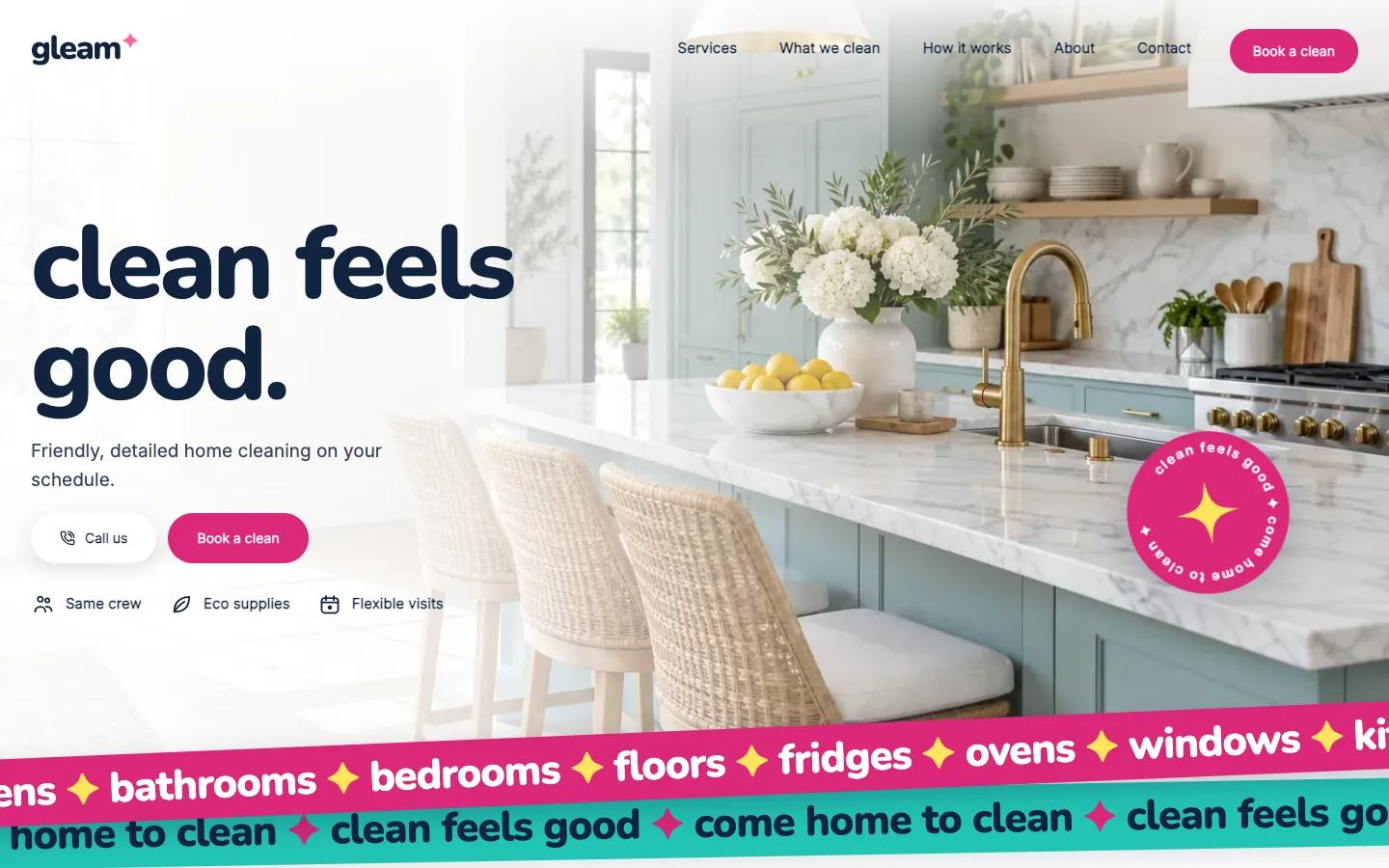 Gleam homepage running in Seedly Sites