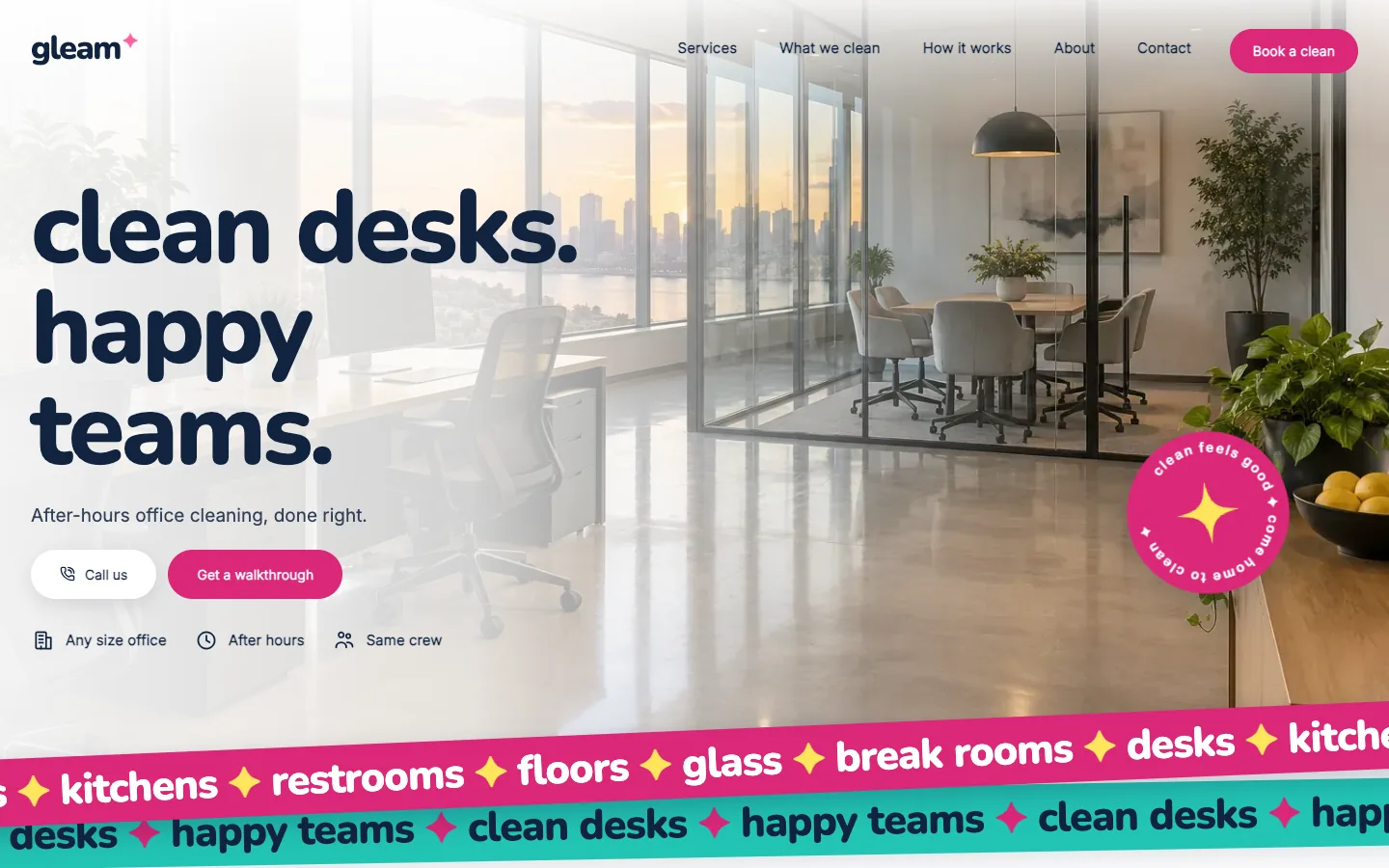 Gleam: Office & commercial homepage