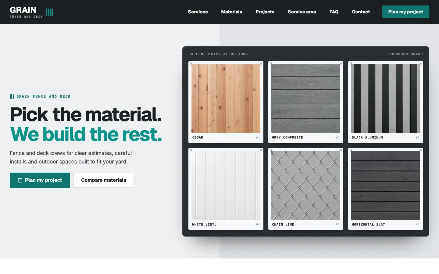 Grain website template homepage