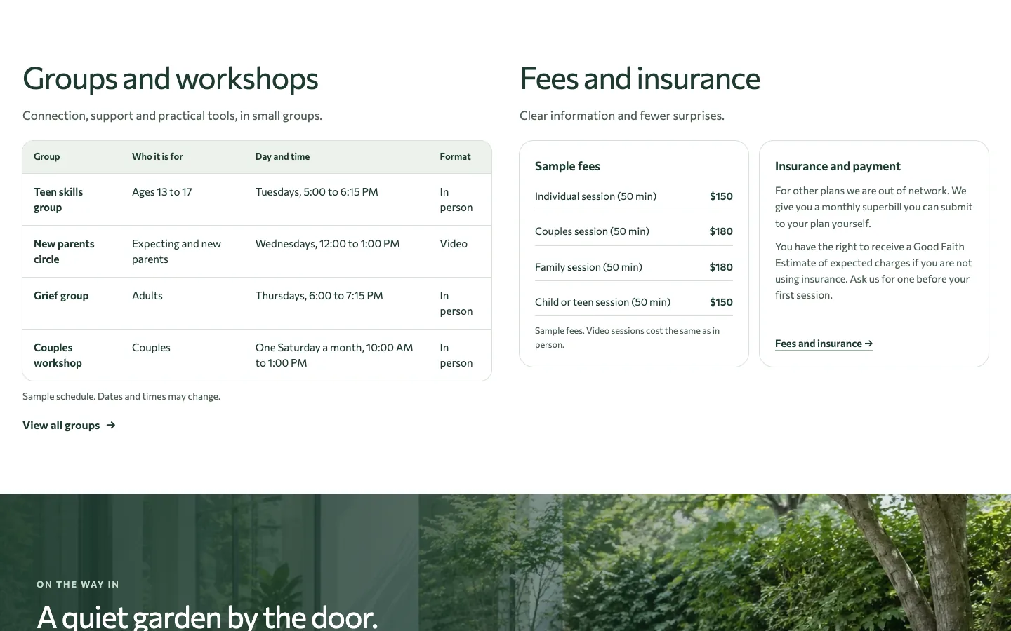Greenway: Groups, fees and insurance