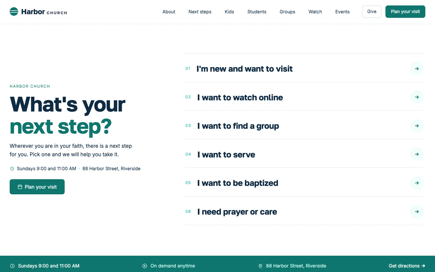 Harbor: Home / next step