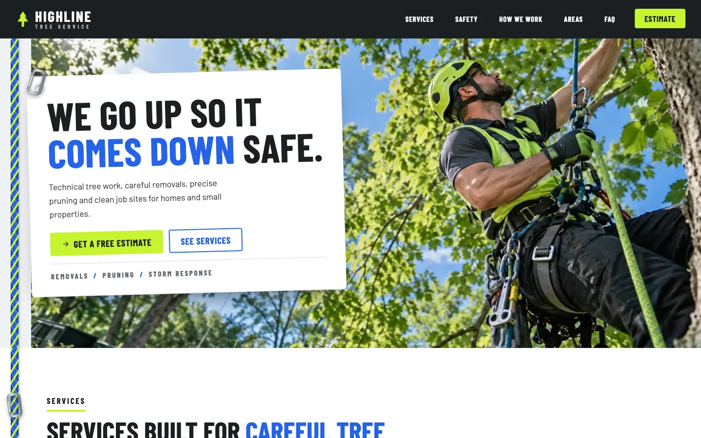 Highline homepage running in Seedly Sites