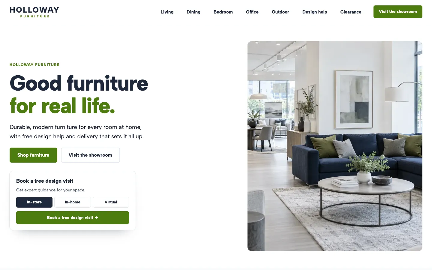 Holloway website template homepage