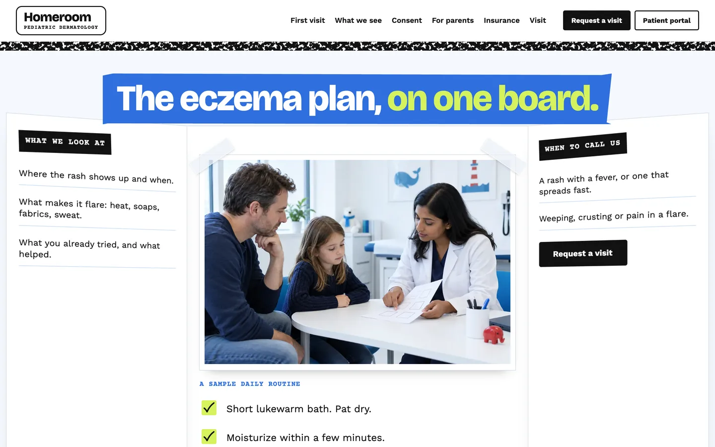 Homeroom: Home / the eczema plan, on one board