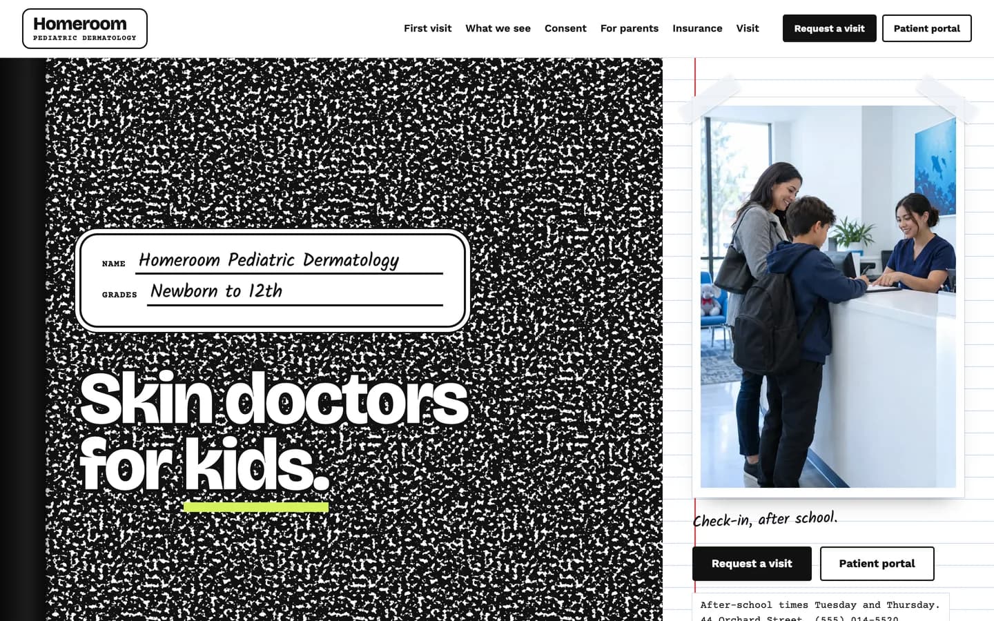 Homeroom website template homepage