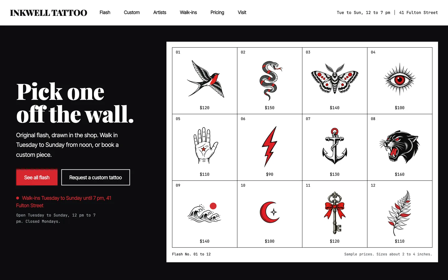 Inkwell website template homepage