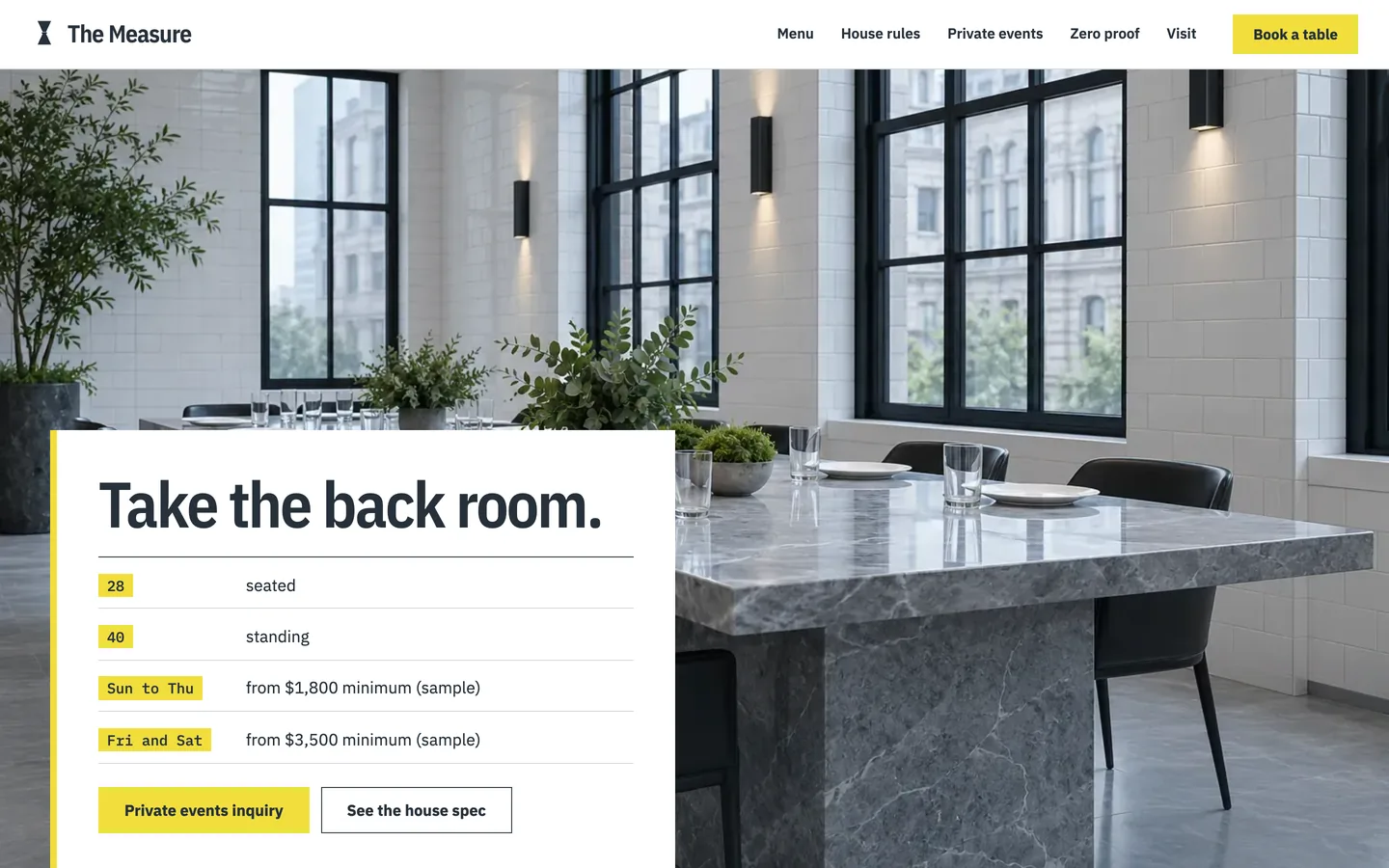 Jigger: Home / take the back room