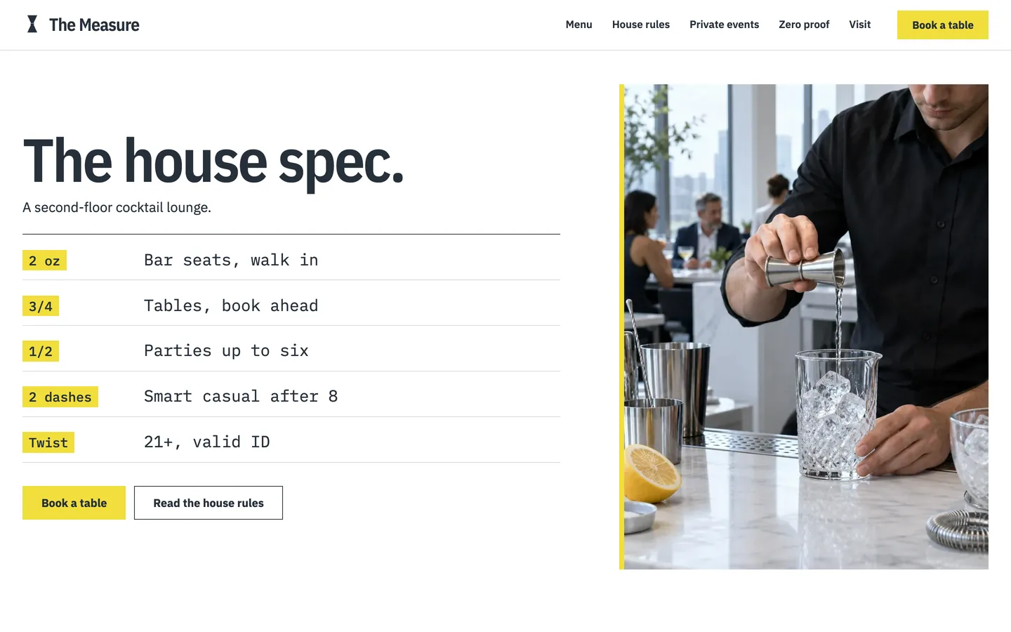 Jigger website template homepage