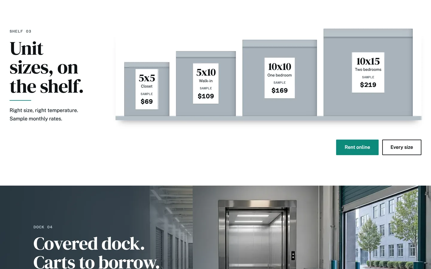 Keep: Unit sizes, on the shelf