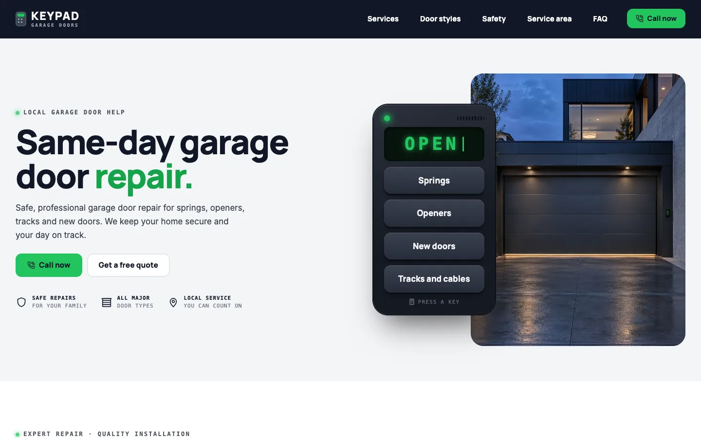 Keypad homepage running in Seedly Sites
