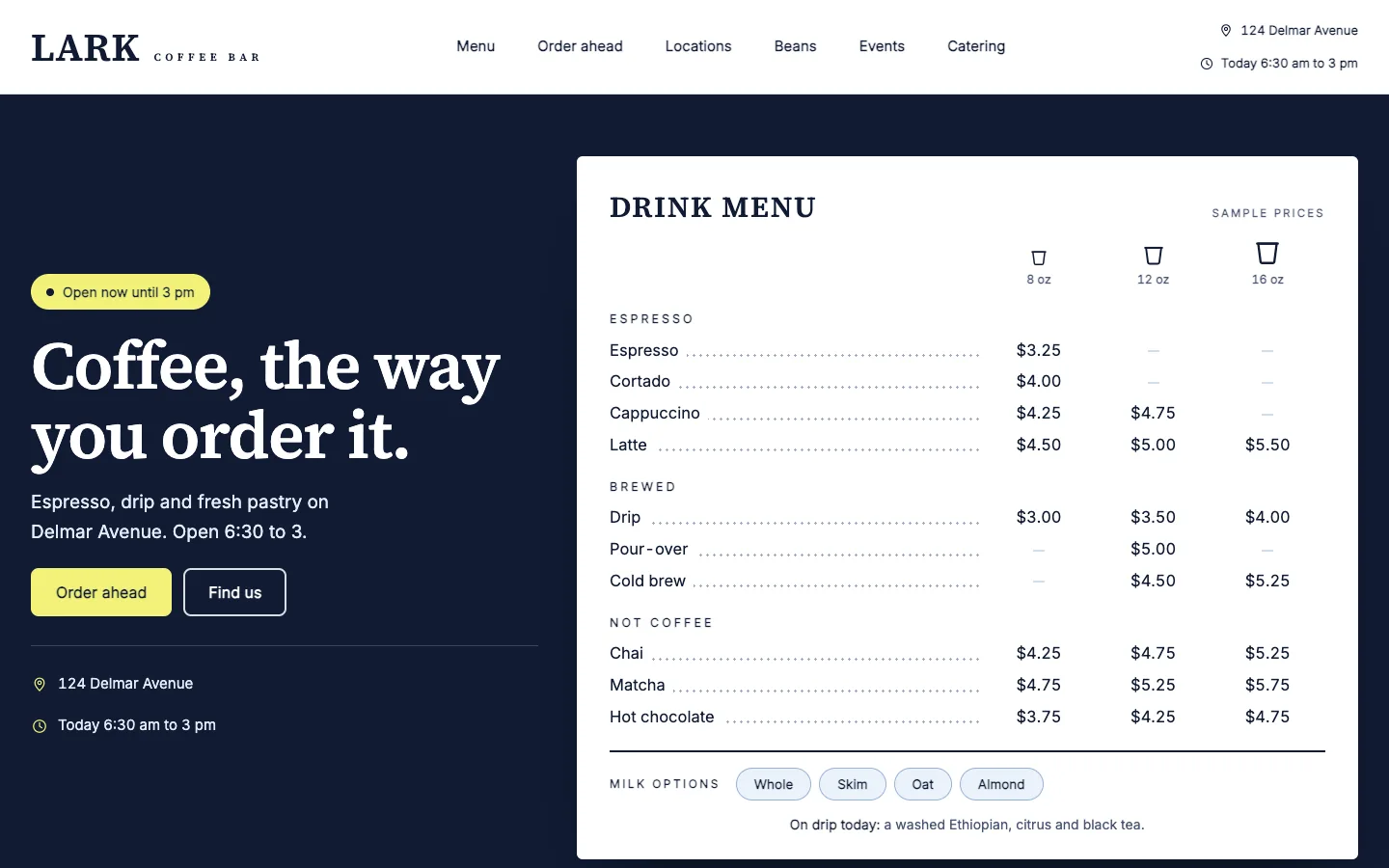 Lark website template homepage