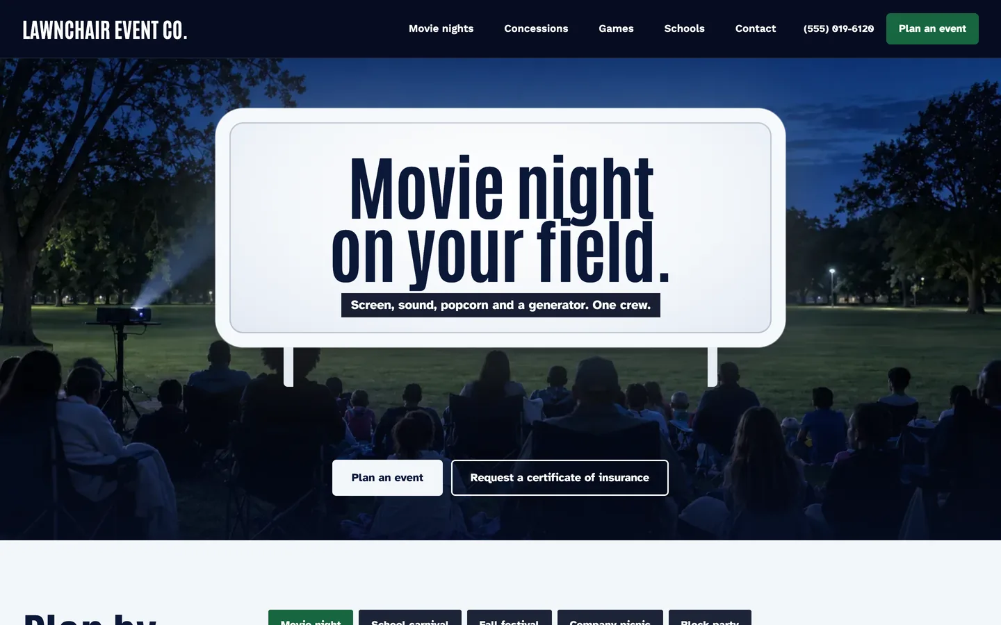Lawnchair website template homepage