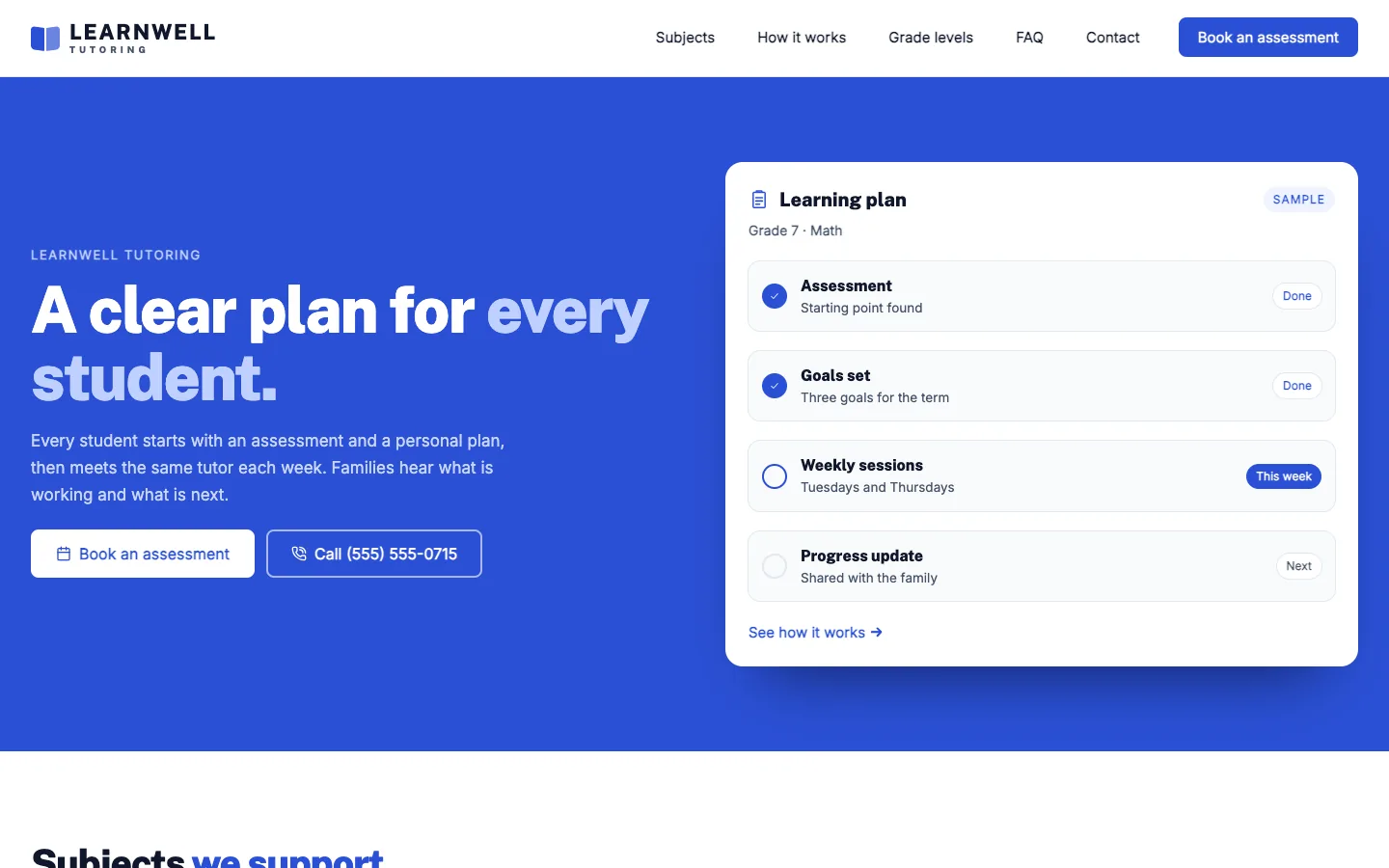 Learnwell: Home / learning plan