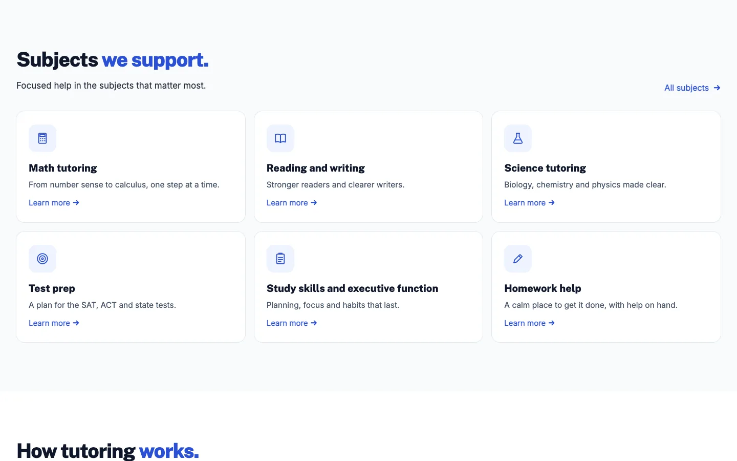 Learnwell: Subjects